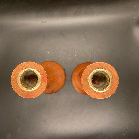 6' Myrtelwood Tapered Candlestick Holder Set Golden Stain Made On Oregon Coast - Picture 9 of 10